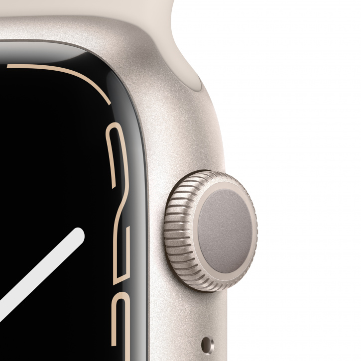 Apple Watch Series 7, 45 мм, корпус из алюминия цвета «сияющая звезда», спортивный ремешок «сияющая звезда». Фото N3