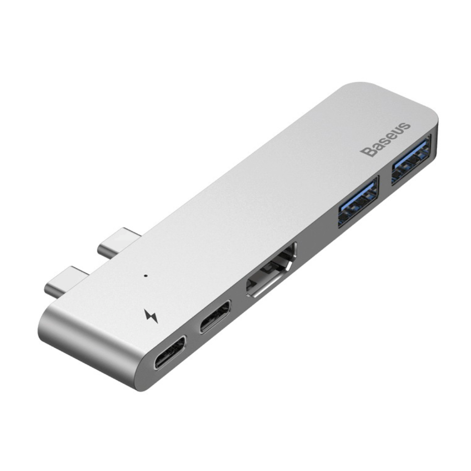 USB-концентратор Baseus Thunderbolt C+ Dual Type-C to USB3.0/HDMI/Type-C (CAHUB-B0G) для MacBook Pro (Deep Space Grey)