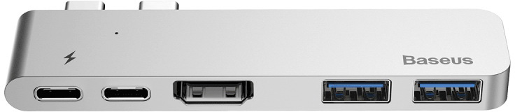 USB-концентратор Baseus Thunderbolt C+ Dual Type-C to USB3.0/HDMI/Type-C (CAHUB-B0G) для MacBook Pro (Deep Space Grey). Фото N2