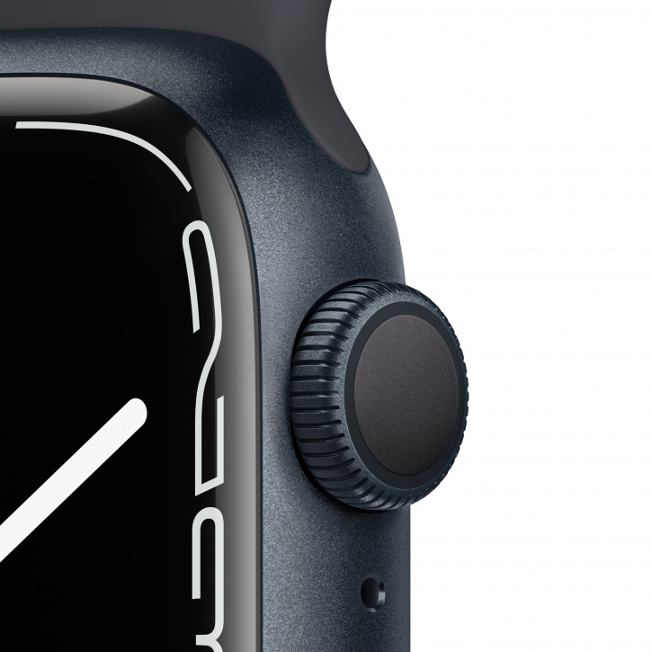 Apple Watch Series 7, 41 мм, корпус из алюминия цвета «тёмная ночь», спортивный ремешок «тёмная ночь». Фото N3