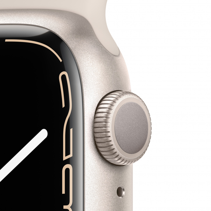 Apple Watch Series 7, 41 мм, корпус из алюминия цвета «сияющая звезда», спортивный ремешок «сияющая звезда». Фото N3