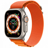 Часы Apple Watch Ultra GPS + Cellular 49 мм,  корпус титановый, ремешок Alpine Оранжевого цвета, размер L MNHA3