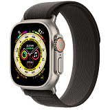 Часы Apple Watch Ultra GPS + Cellular 49 мм, титановый корпус, ремешок Trail цвета Черного/Серого, размер S/M MQF43